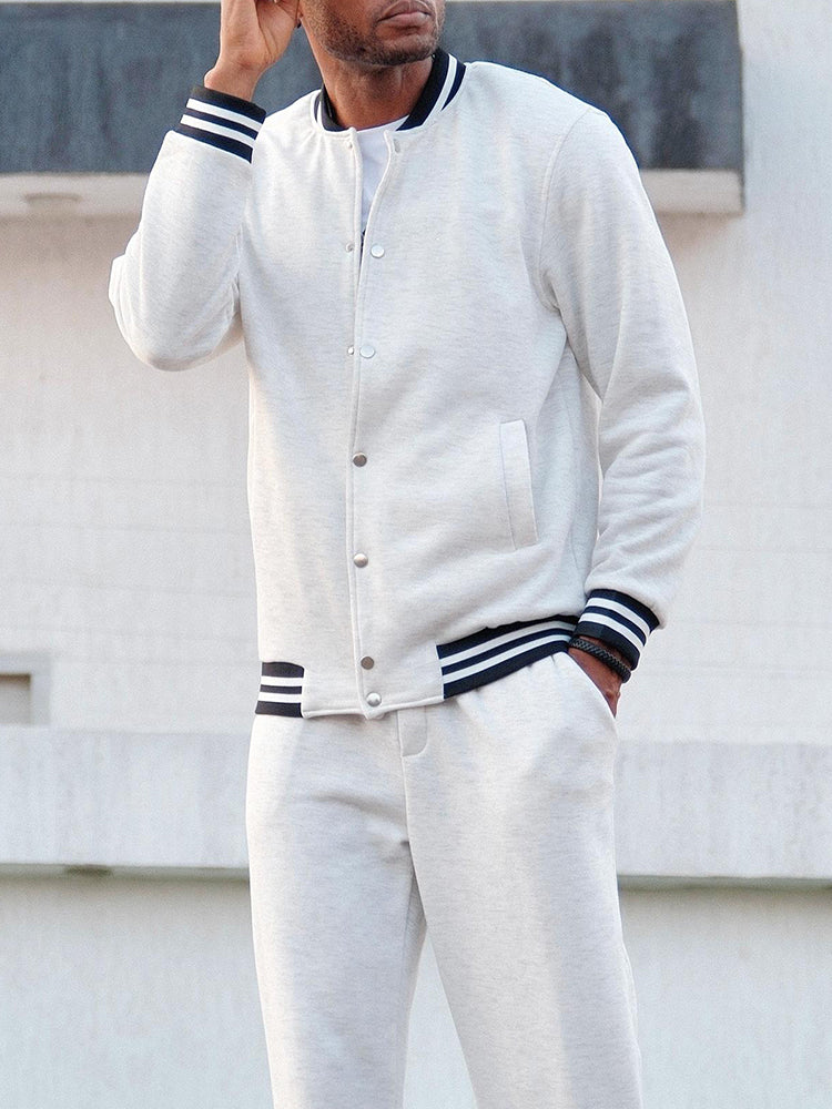 Classic Striped Trim Jacket Pants Set
